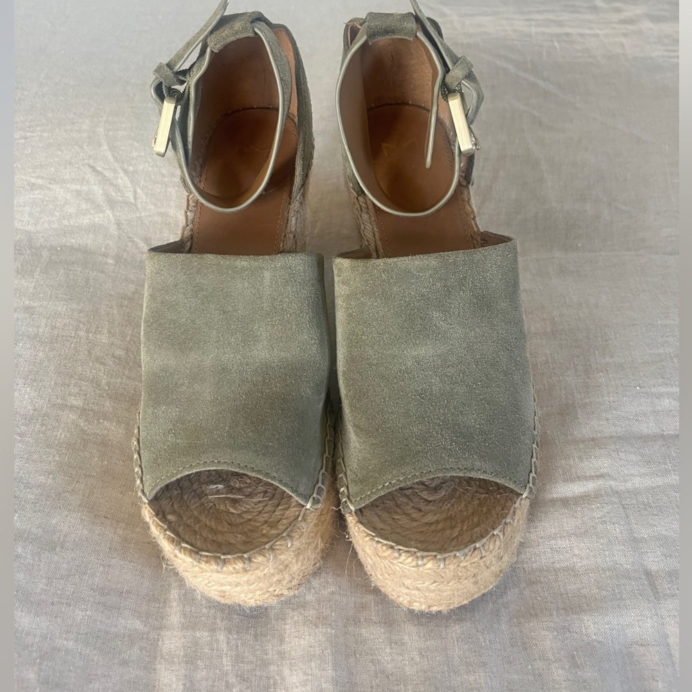 Marc Fischer Green Espadrilles with Jute Sole and Ankle Strap size 7